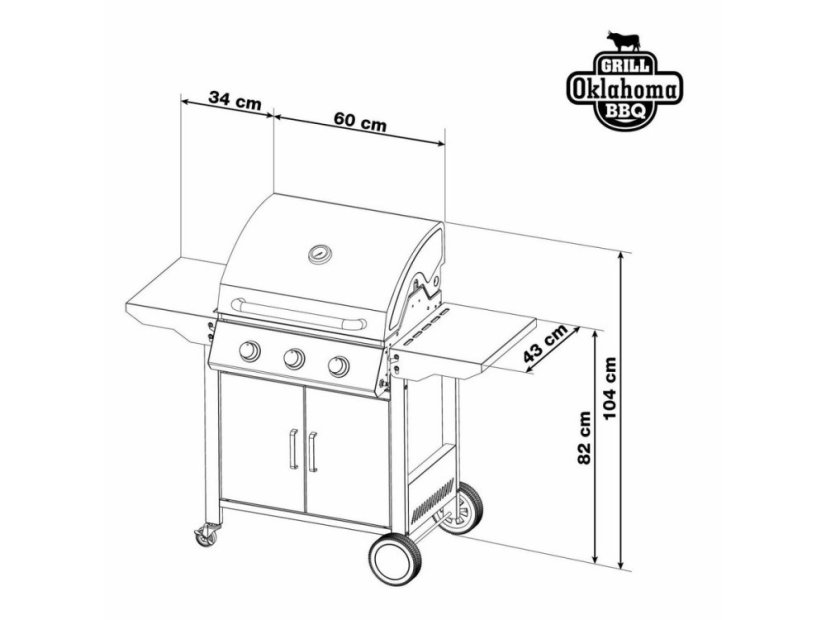 Plynový gril Oklahoma BBQ Premium Line 3 horáky +redukčný ventil