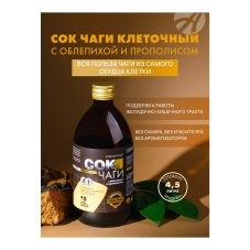 Chaga Cellular, bunková šťava čaga s rakytníkom a propolisom, 450 ml