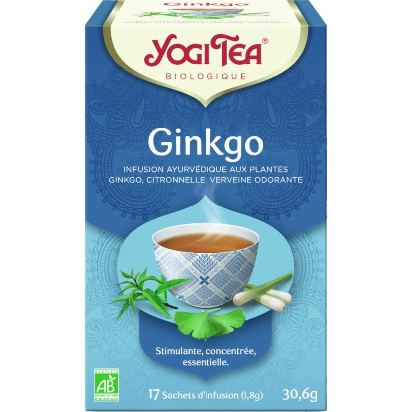 Ginkgo pre podporu pamäti, porciovaný čaj, 17 vreciek