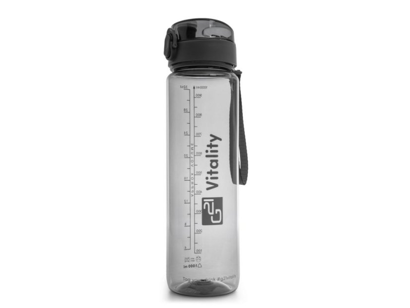 Fľaša na pitie na vodu, dizajn dym sivá 1000 ml