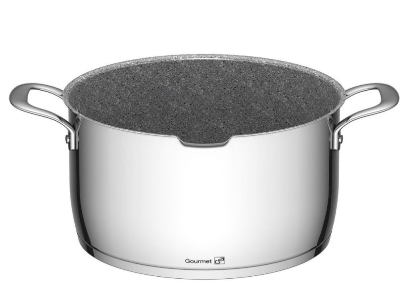 Hrniec Gourmet Miracle 28 cm s cedníkom a pokrievkou, nerez/greblon
