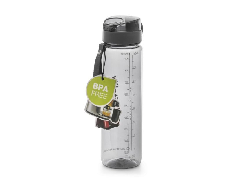 Fľaša na pitie na vodu, dizajn dym sivá 1000 ml