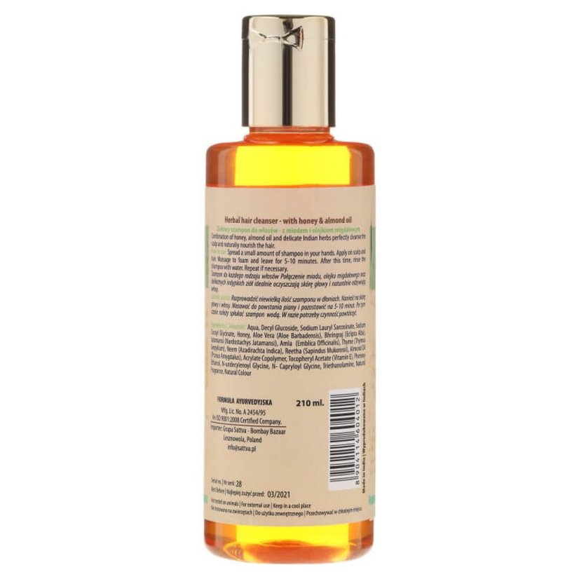 Bylinný vlasový šampón s medom a mandľou pre citlivé vlasy, 210 ml