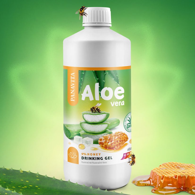 Fľaša s produktom Panavita Aloe Vera Gel na pitie s medom