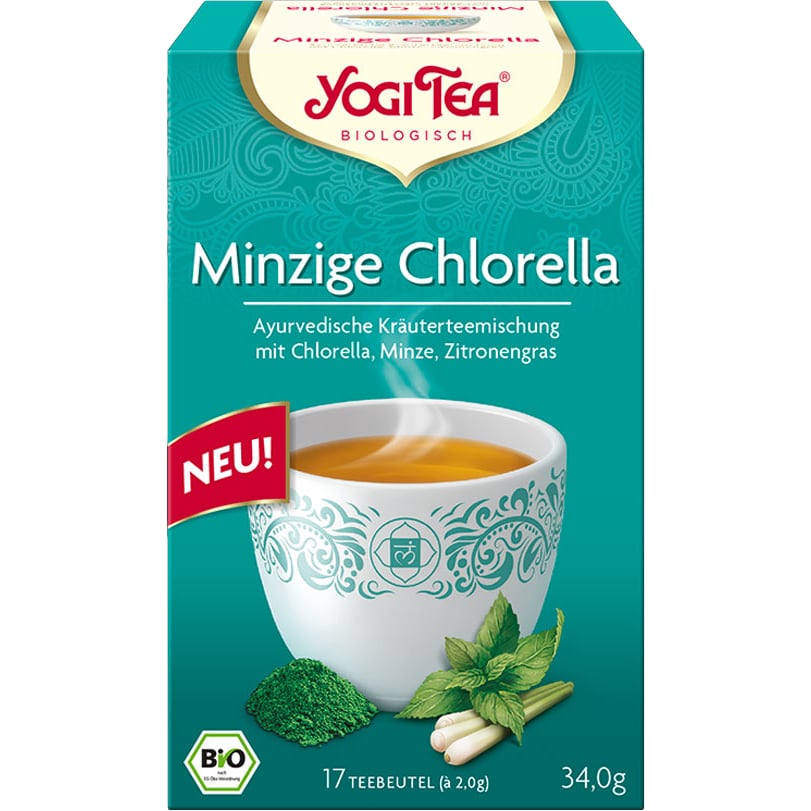 Minty Chlorella pre osvieženie a povzbudenie, porciovaný čaj, 17 vreciek