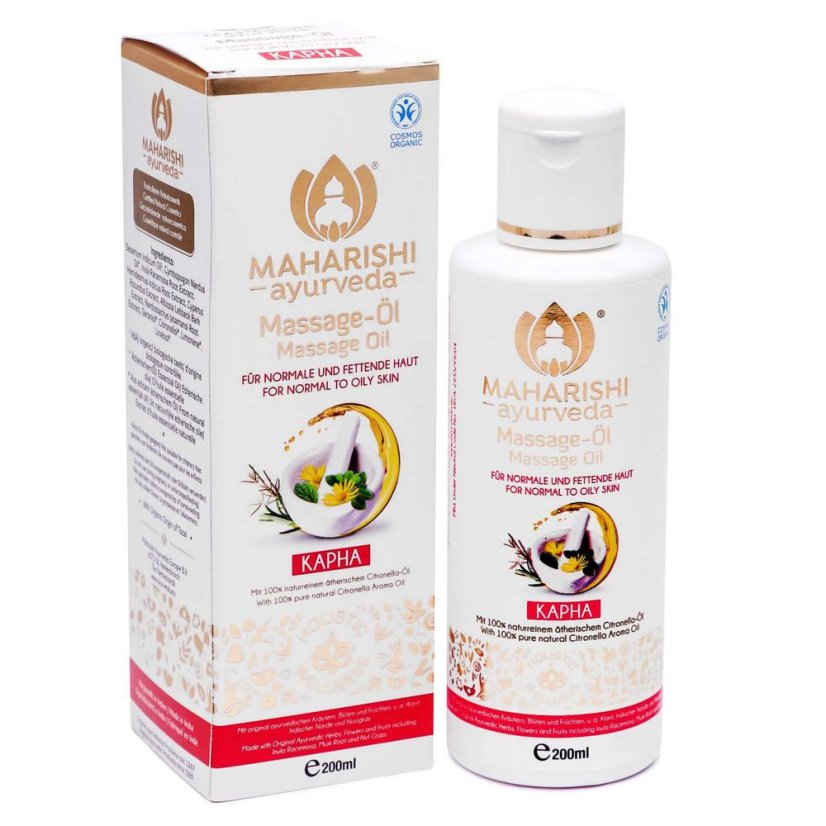 Bylinný masážny olej Kapha pre mastnú pokožku s nečistotami, 200ml