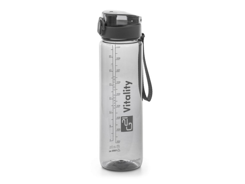 Fľaša na pitie na vodu, dizajn dym sivá 1000 ml