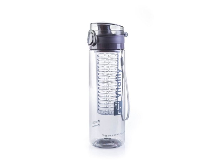 Fľaša na smoothie alebo džús 600 ml, sivá
