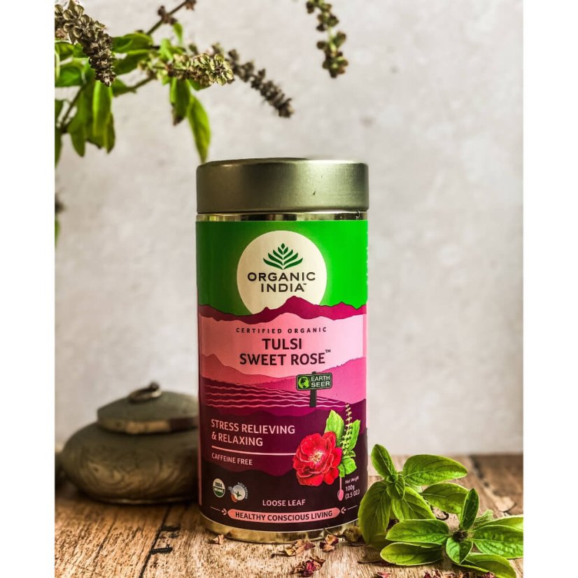 Tulsi Sladká ruža - relax a uvoľnenie, sypaný čaj, 100 g