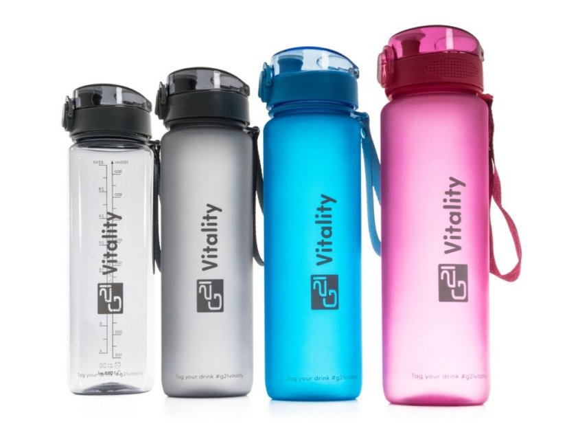 Fľaša na pitie na vodu, dizajn dym sivá 1000 ml